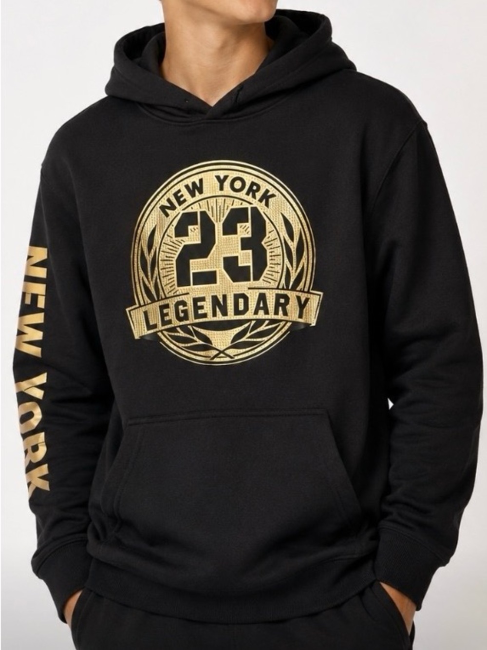 CR24 New York 23 Legendary Gold Hoodie Black Youth Size 18 XL NWT